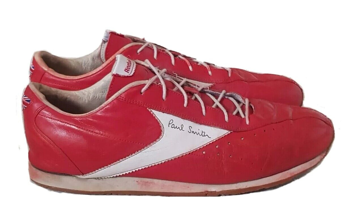 Vintage Paul Smith Reebok Trainers 90 s Red White Leather Mens Uk 9 Eu Save The Robot