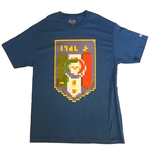 Italy Football T Shirt Tshit Mens S Pixelated Flag Blue