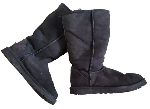 UGG Boots Classic Mid Calf Womens Uk 3.5 Eu 36 Black Suede Shearling Lining