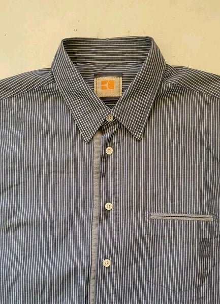 Hugo Boss Shirt Mens L Blue White Stripes