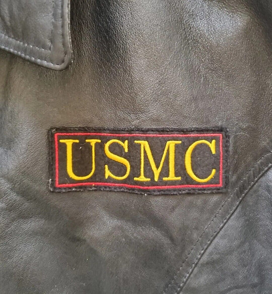 US Marine Corps Jacket Coat Black Leather Bomber Mens 2XL USA was $390