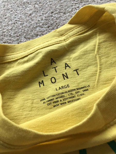 ALTAMONT Lockstep T Shirt Tshirt Mens S Yellow Cotton Big Spellout Logo In Green