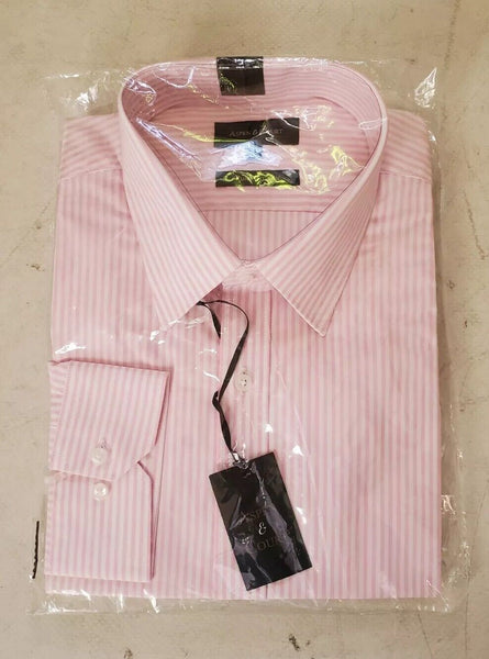 Aspen Court Shirt Mens 16.5 Collar Pink White Stripes Pure Cotton