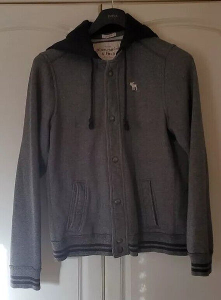 Abercrombie Fitch Jacket Baseball Varsity and Hoodie 2 in 1 Mens XL Grey Jersey