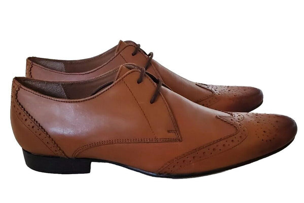 Ben Sherman Brogues Shoes Tan Leather Mens Uk 9.5 Eu 44 Dip Dyed Hand Burnished