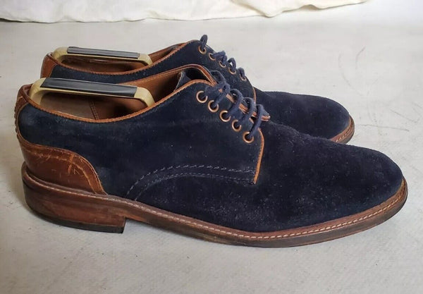 Chapman Moore Shoes Oxfords Mens Uk 9 Blue Suede Tan Leather