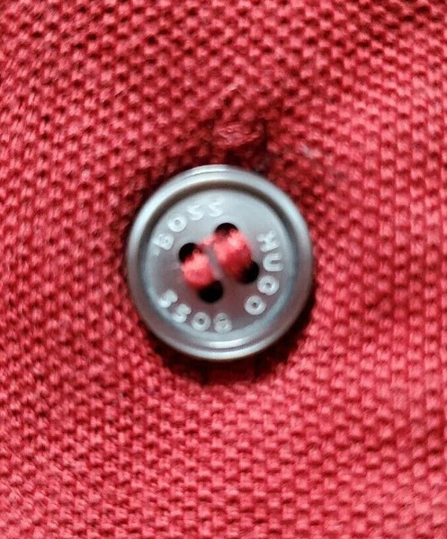 HUGO BOSS Polo Shirt Red Mens S Big Logo