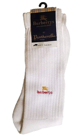 BURBERRY Socks Mens Sports White Vintage 90's Made In England