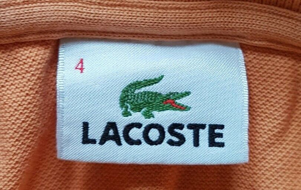 LACOSTE Polo Shirt Mens 4 M Regular Fit Pale Orange Iconic Croc Devanlay