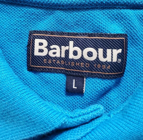 BARBOUR Polo Shirt Mens L Slim Fit Blue Cotton