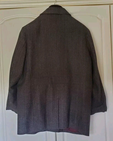 MARKS SPENCER Trench Coat Overcoat Mens XXL UK 48 R Charcoal Grey Wool Blend