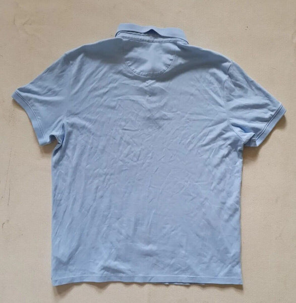 CALVIN KLEIN Polo Shirt Mens L Liquid Touch Slim Fit Pale Blue Jersey