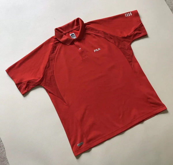 FILA Polo Shirt Mens L Golf Performa Flame Red Regular Fit