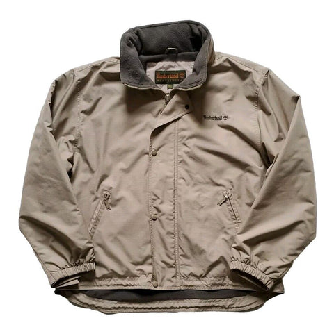 TIMBERLAND Harrington Jacket Mens XL Weathergear Khaki Beige Green Foldaway Hood