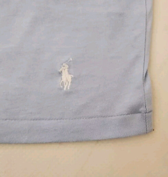 RALPH LAUREN Tshirt T Shirt Mens XL Slim Fit Pale Blue White Pony