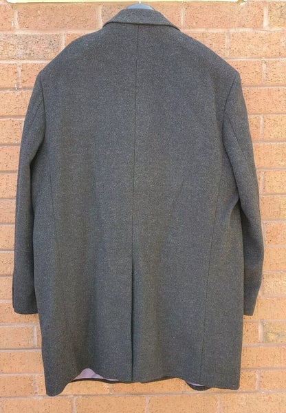 Vintage Greenwoods Overcoat Long Coat Mens XL Charcoal Grey Cashmere Wool