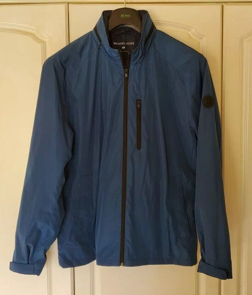 MICHAEL KORS Bomber Jacket Mens XL Teal Blue Black Trim - Mint Condition