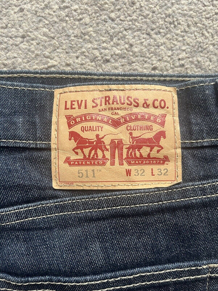 LEVIS 511 Jeans Mens W 32 L 32 vintage blue denim red tab regular fit A153