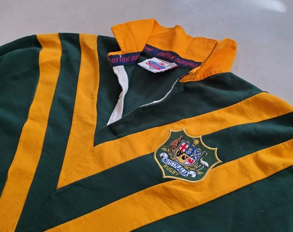 Vintage Australia Rugby Shirt Jersey Mens XL Green Gold 80s Wallabies Crest