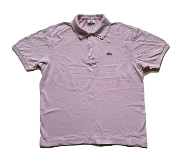 LACOSTE Polo Shirt Mens L Pale Pink Cotton Iconic Croc