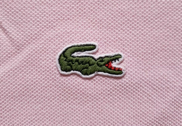 LACOSTE Polo Shirt Mens L Pale Pink Cotton Iconic Croc