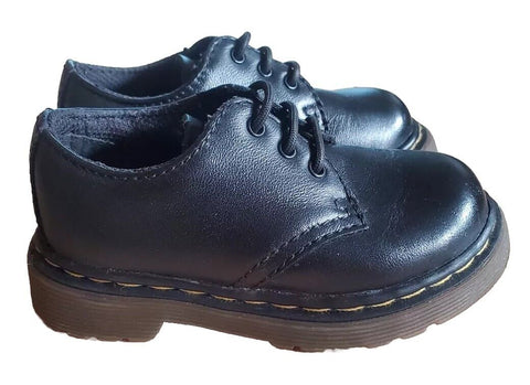 Dr. Martens Baby Toddler Shoes Size UK 4 Age 18 - 24 Months Black Leather Colby