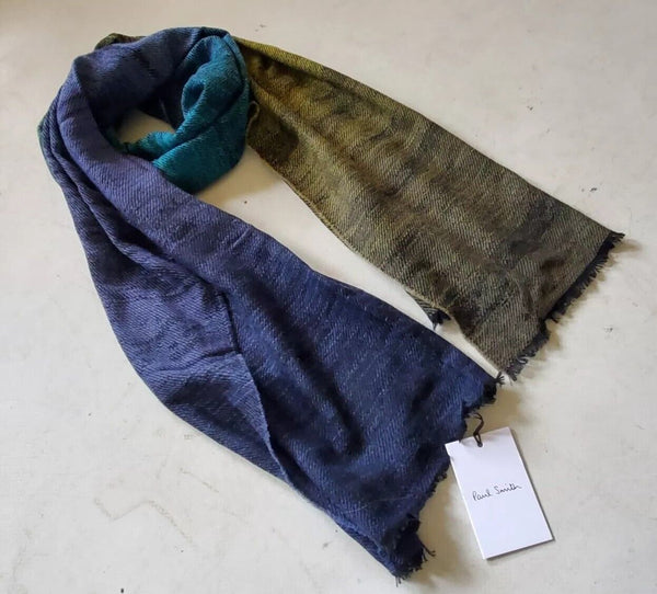 PAUL SMITH SCARF Mens Cashmere Wool XL Size Artist Fade Made in UK