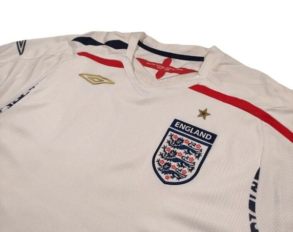 ENGLAND Football Shirt Jersey Mens XL Umbro Home 2007 - 2009 White Official