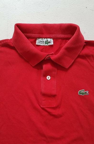 LACOSTE Polo Shirt Mens 5 M Regular Fit London Bus Red Iconic Croc Devanlay