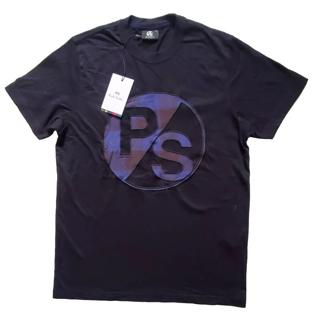 PAUL SMITH Tshirt T Shirt Mens M Big Logo Regular Fit Black Cotton