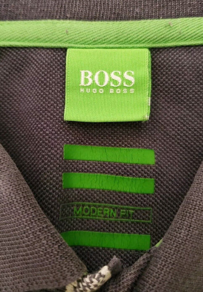 HUGO BOSS Polo Shirt Mens L Grey Modern Fit