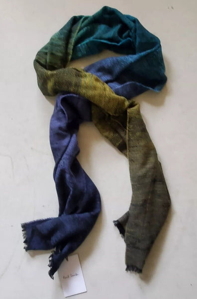 PAUL SMITH SCARF Mens Cashmere Wool XL Size Artist Fade Made in UK