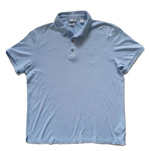 CALVIN KLEIN Polo Shirt Mens L Liquid Touch Slim Fit Pale Blue Jersey