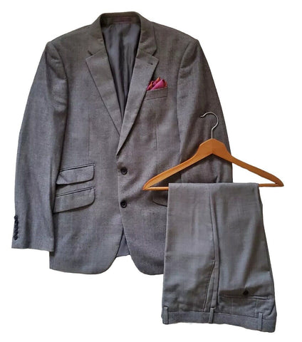 NEXT Suit Mens Jkt 40 R Trs W 32 L 31 Regular Fit Grey Super 120s Wool Worn Once