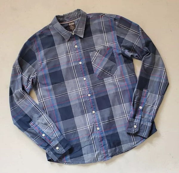 TOMMY HILFIGER Shirt Mens L Slim Fit Blue Checked Cotton