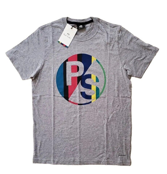 PAUL SMITH T Shirt Mens M Regular Fit Grey Atrist Stripe Logo