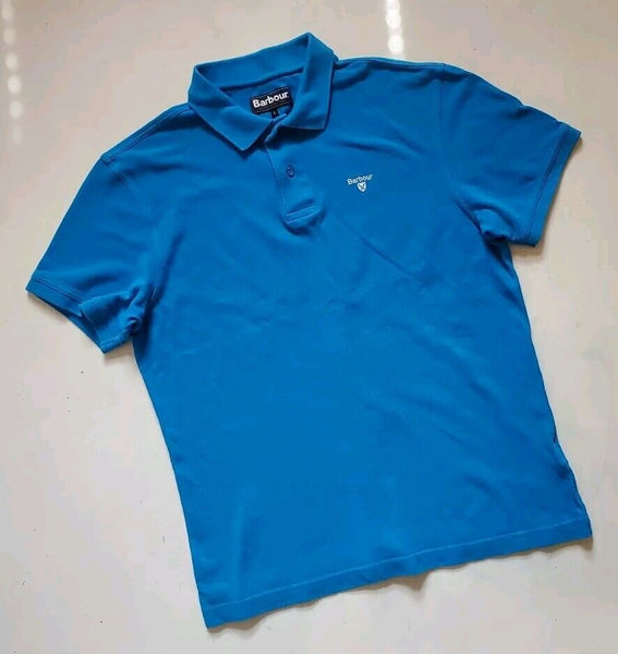 BARBOUR Polo Shirt Mens L Slim Fit Blue Cotton