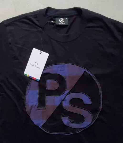 PAUL SMITH Tshirt T Shirt Mens M Big Logo Regular Fit Black Cotton