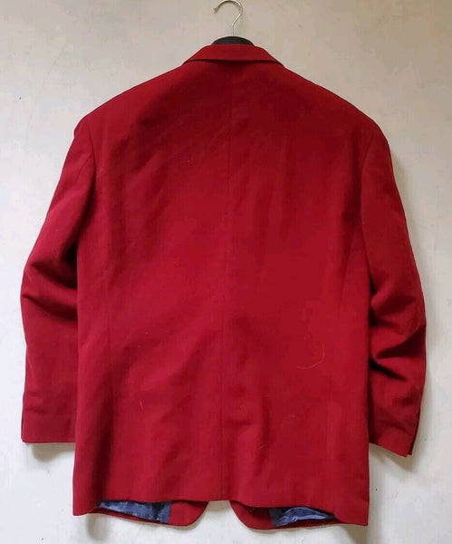 Vintage HUGO BOSS Blazer Jacket Mens 44 Cashmere Wool Scarlet Red Easy Line 80's