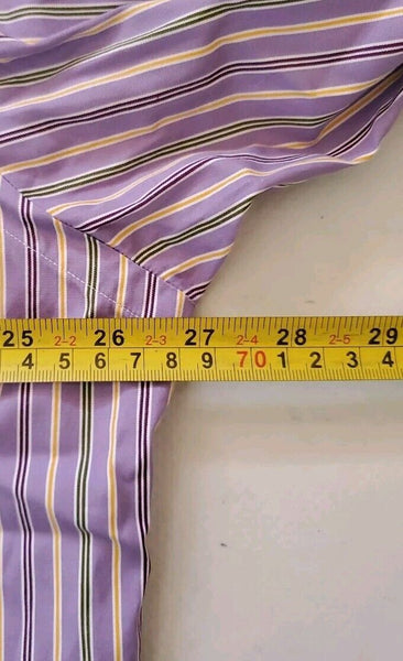 RALPH LAUREN Regent Formal Shirt Mens 18 Collar Custom Fit Lilac Striped Cotton