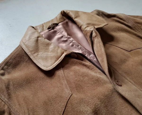 Vintage Suede Jacket Tan Pigskin Mens L 1980's Czechoslovakia - Mint Condition