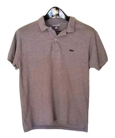 LACOSTE Polo Shirt Mens M Lacoste 4 Classic Fit Marl Grey Cotton Iconic Croc