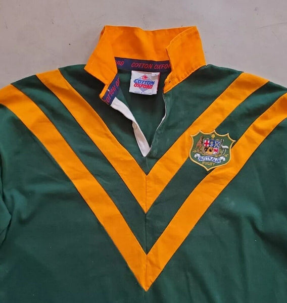 Vintage Australia Rugby Shirt Jersey Mens XL Green Gold 80s Wallabies Crest