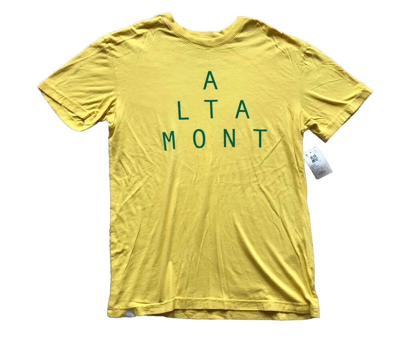 ALTAMONT Lockstep T Shirt Tshirt Mens S Yellow Cotton Big Spellout Logo In Green