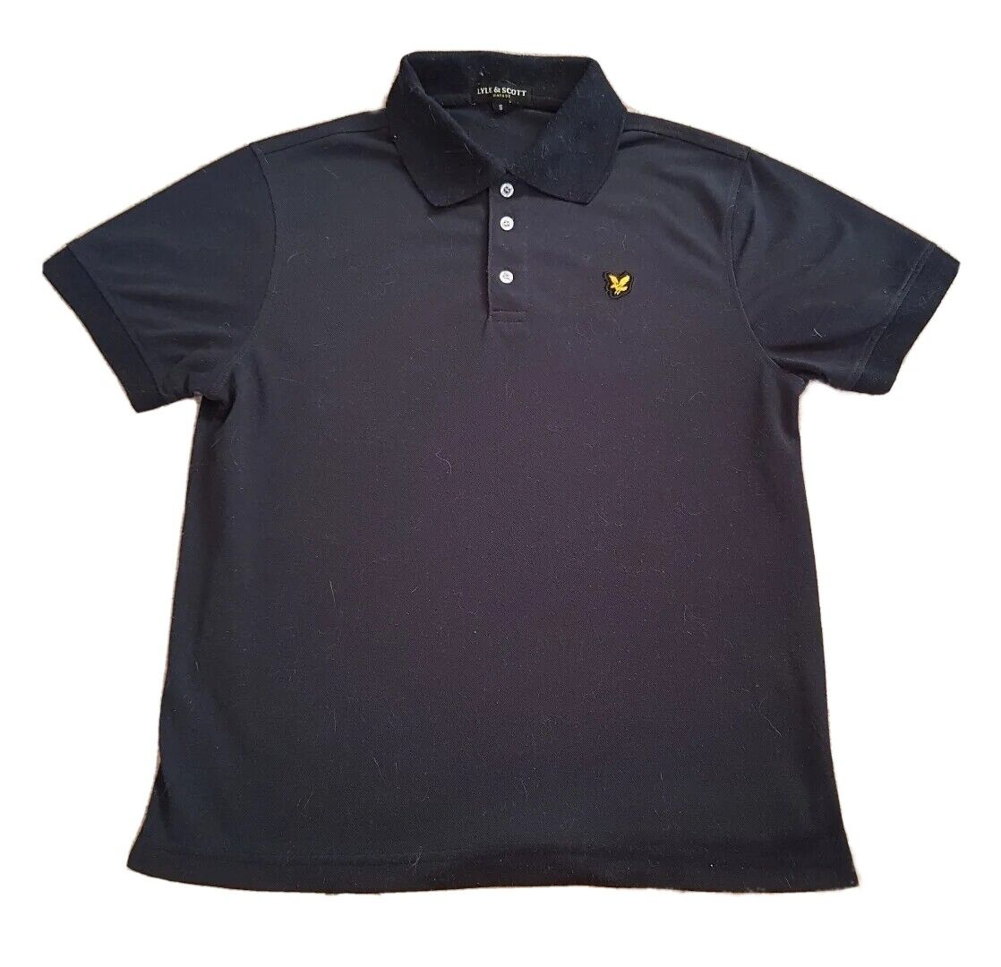 LYLE & SCOTT Polo Shirt Mens S Regular Fit Navy Blue Cotton Golden Eagle