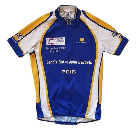 OWAYO Cycling Jersey Shirt Men L Cancer Research Lands End to John O Groats 2016