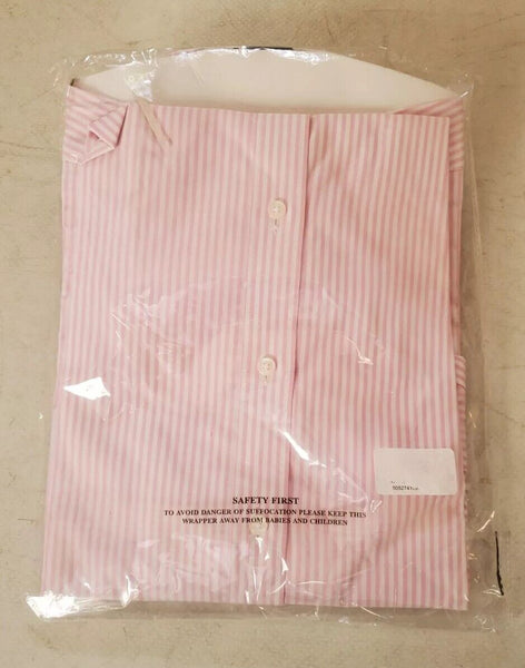 Aspen Court Shirt Mens 16.5 Collar Pink White Stripes Pure Cotton