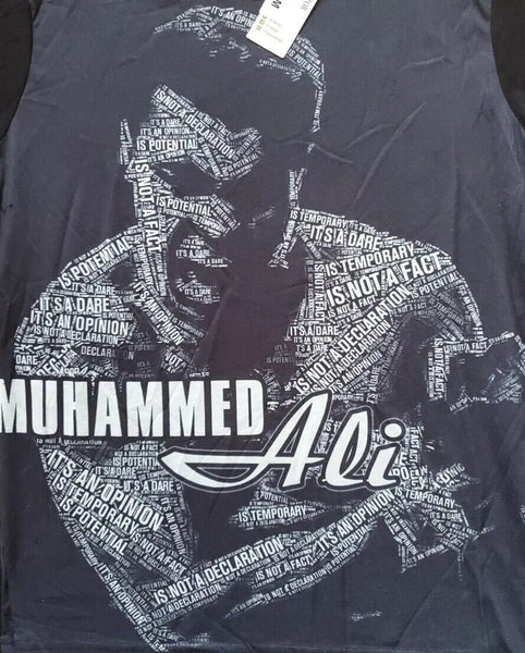 Muhammed Ali T Shirt Mens M Black - Press Cutting Quote Collage 60's Fight