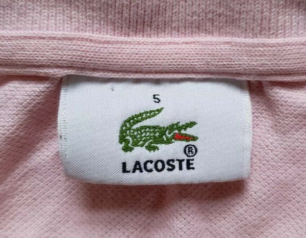 LACOSTE Polo Shirt Mens L Pale Pink Cotton Iconic Croc