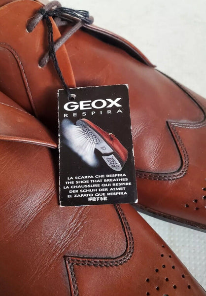 GEOX Driving Shoes Brogues Mens Uk 7 Eu 41 Tan Leather Comfort Rubber Soles